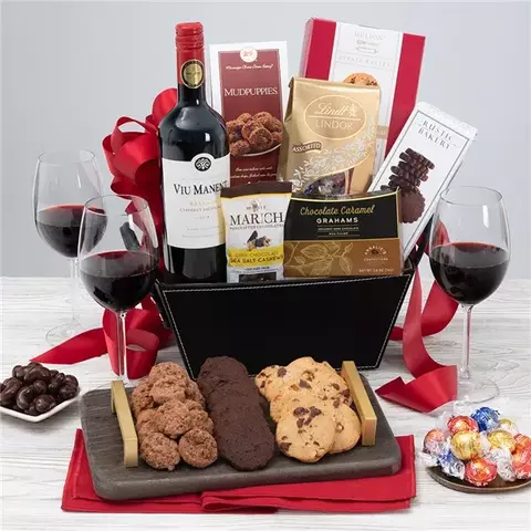 Red Wine Dark Chocolate Gift Basket - Viu Manent