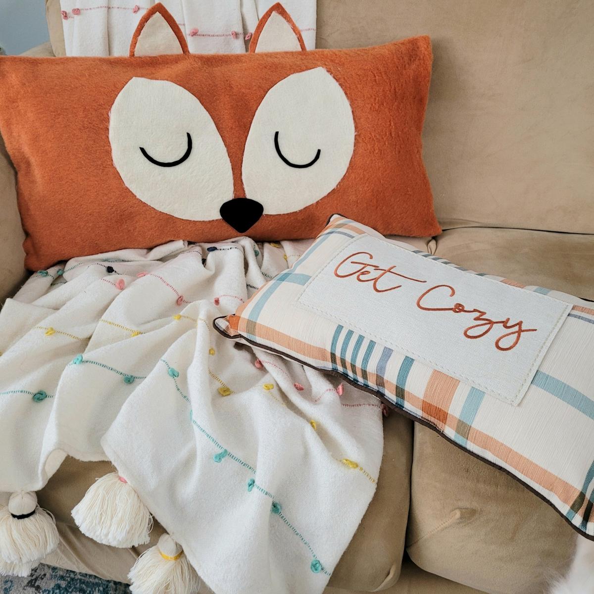 Foxy Slumber Lumbar Plush Pillow 