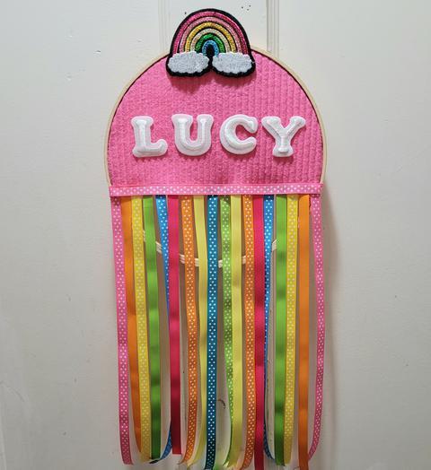 Rainbow Patch and Ribbon Hoop Door Hanger  