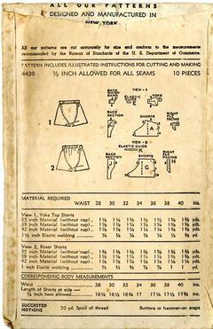 Vintage Pattern Warehouse, vintage sewing patterns, vintage fashion, crafts,  fashion - 1947 Advance #4439 Men's Yoke Top or Boxer Shorts