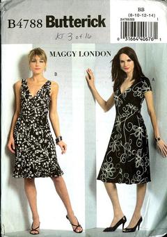 Uncut Factory Fold Butterick Sewing Pattern B5317 Fast And Easy Maggy London Sizes 8 10 12 14 Very Easy Misses' Dress 2009 McCall Co