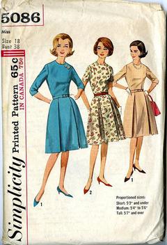 Simplicity 4615 Vintage 1962 Sewing Pattern for Wide Scoop Neck Fit and Flare or Pencil Dress or Jumper and Peter Pan Collared Blouse