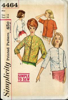 46 & 48 &50 & 52 Women Shirts Tops   UNCUT Vintage SIMPLICITY Patterns Size H 