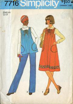 1970s Pullover Dress or Top and Tie Belt Vintage Bust 32 12 Misses/' Simplicity 8480 Misses/' Size 10 Sewing Pattern Jiffy Pattern