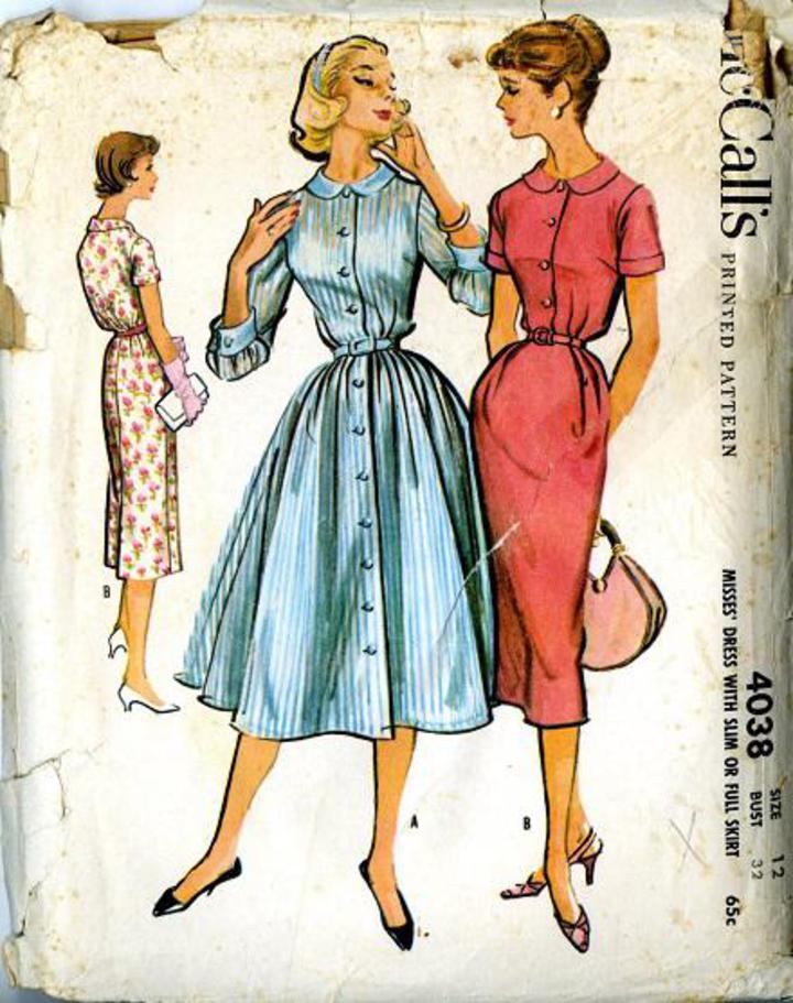 McCall's 5471 Vintage 50s 60s Shirtwaist Dress Full Skirt Original Sewing Pattern SIZE 14 B34
