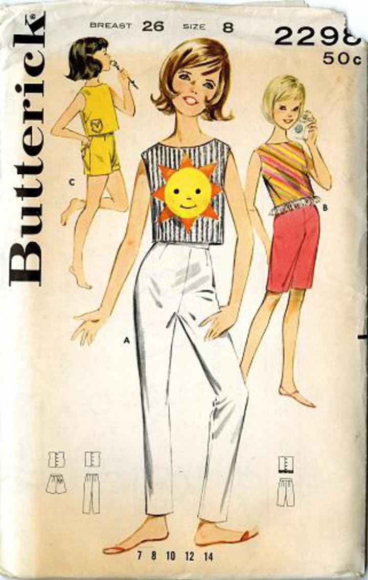 Vintage Pattern Warehouse, vintage sewing patterns, vintage fashion,  crafts, fashion - 1960's Butterick #2298 Girl's Sportwear Pattern