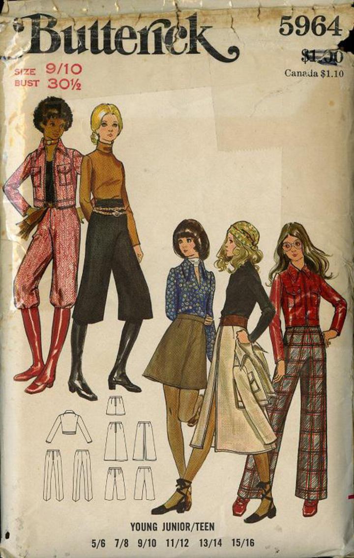 1970's Butterick #5964 Vintage Sewing Pattern, Misses' Jacket, Skirt, Pants  and Gauchos (B5964)