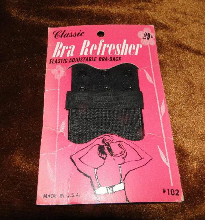 1960's Vintage Classic Black Brassiere Repair #102, Bra-Back Extender,  Lingerie Repair Sew-On Style 2 Wide (#102)