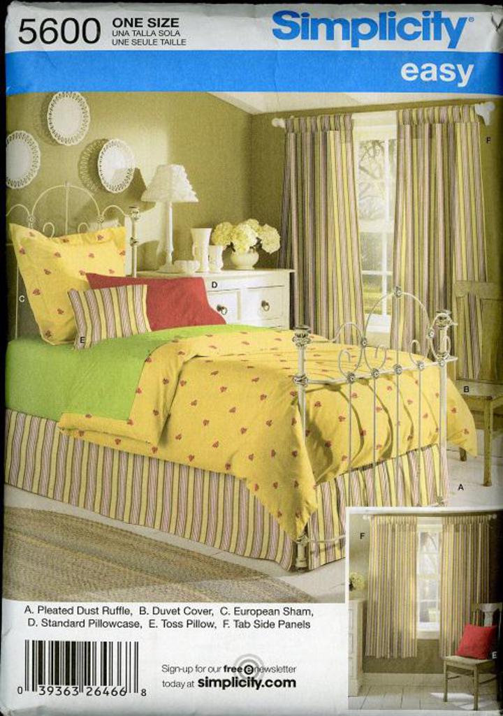 Simplicity Pattern for Bedding and Pillows