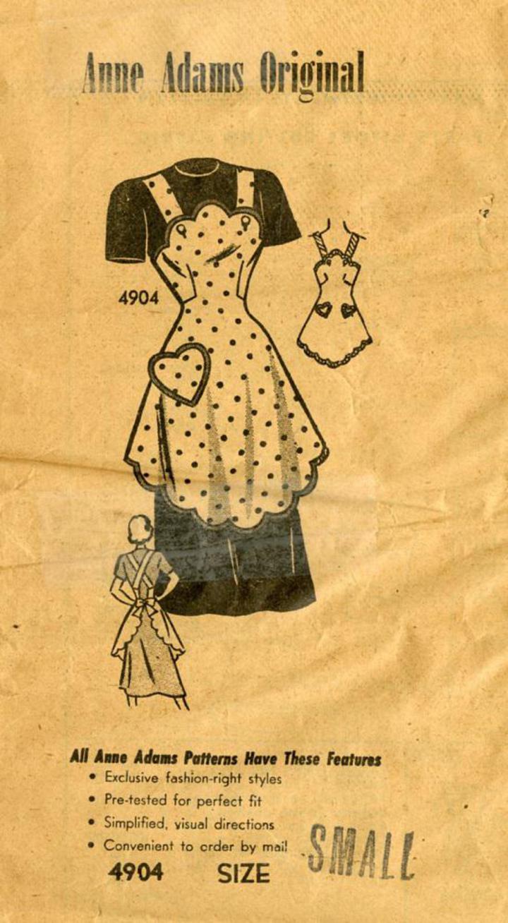 BIB APRON ANNE ADAMS 4694 SMALL Vintage 40's Fabric Material Sewing Pattern