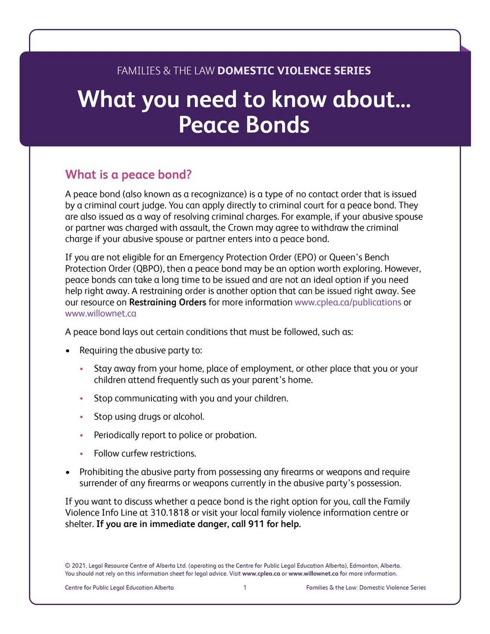 Domestic Violence Peace Bonds