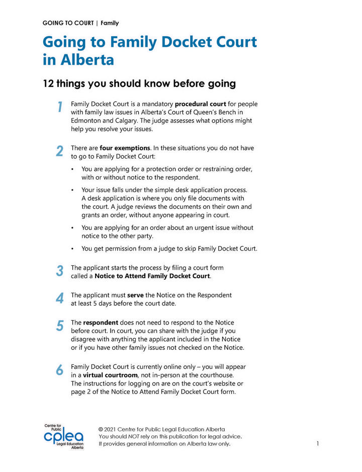 Going To Court Going To Family Docket Court In Alberta